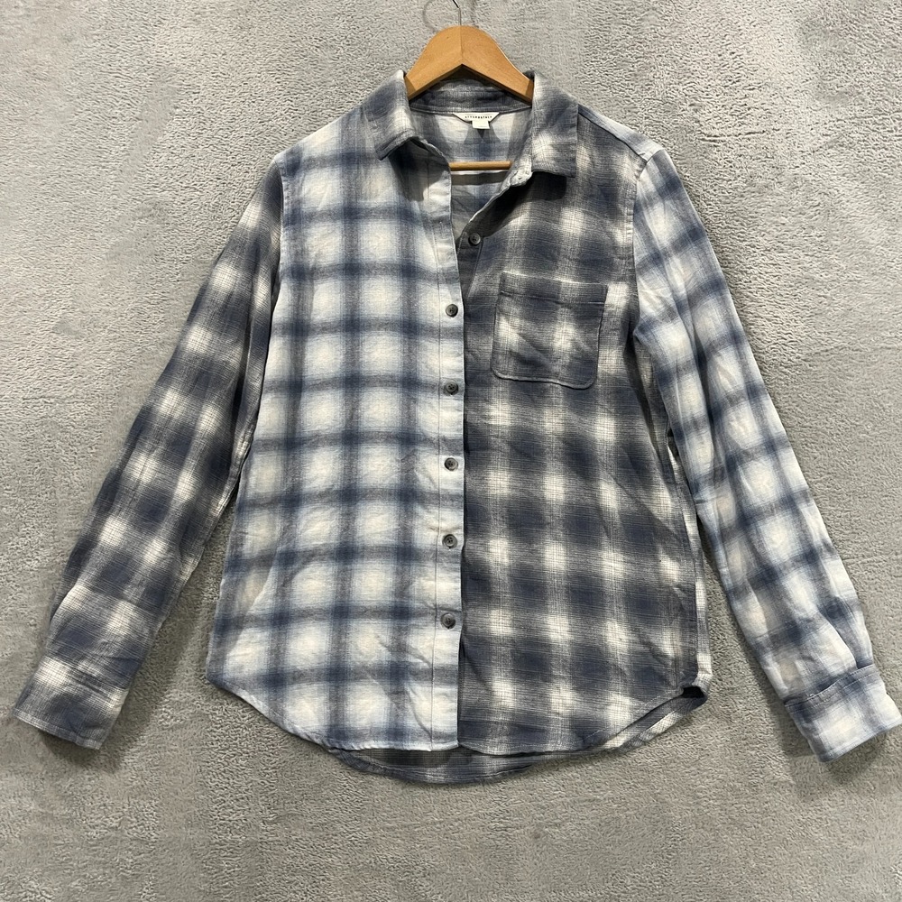 Aeropostale Flannel Shirt Womens Medium Multi Plaid Cotton Back Box Button Up